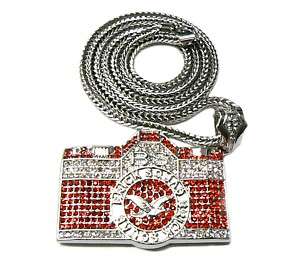 Gucci Mane Brick Squad Camera Pendant Chain Silver Red  