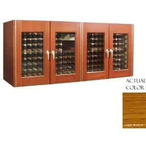   Door Wine Cellar Credenza   Glass Doors / Light Walnut Cabinet