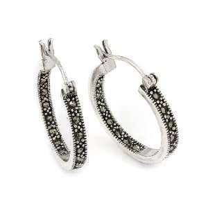  Marcasite Double Sided Hoop Earrings Jewelry