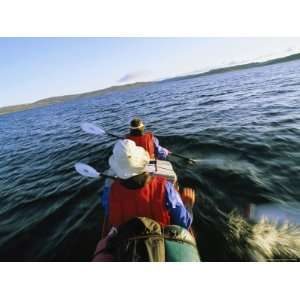 Kayakers in Drysuits Paddle Across Mingo Lake Premium Photographic 