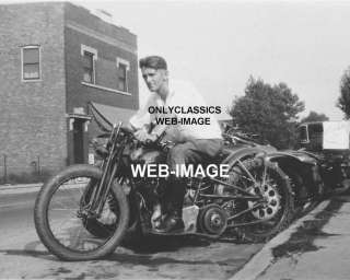 30s HILLCLIMBER HARLEY DAVIDSON MOTORCYCLE RACER PHOTO  