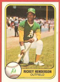 This card is a 1981 Fleer Rickey Henderson # 292. A great Baseball 