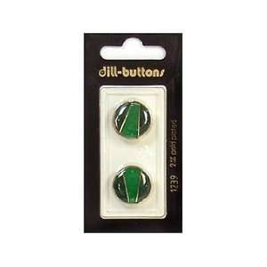   Dill Buttons 18mm Shank Enamel Green/Gold 2 pc (6 Pack)