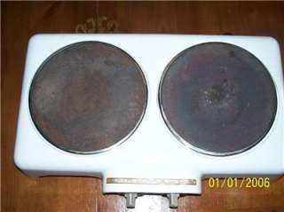 VINTAGE 1930s CHROMOLOX Hot Plate CANNED HAM RV Stove Top Porcelain 