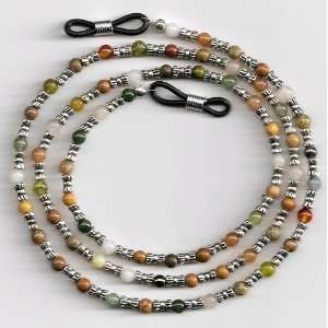   Autumn Gemstones & Silver Beads Eyeglass Holder Chain 