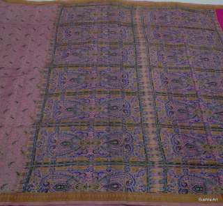   100% Real Pure Silk Indian Antique Vintage 5+ Yards Sari Fabric  