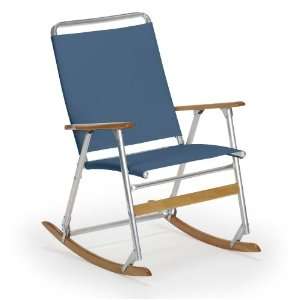   High Back Folding Rocking Arm Beach Chair, Navy Patio, Lawn & Garden