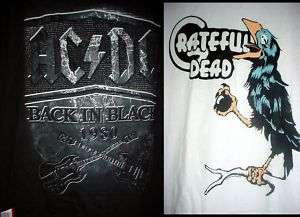 Grateful Dead AC/DC Rock Band T Shirts NEW Black Crow  