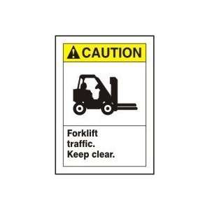 CAUTION FORKLIFT TRAFFIC KEEP CLEAR (W/GRAPHIC) 10 x 7 Dura Plastic 