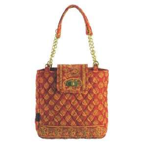  Maggi B French Country Red Mosaic Quilted Cotton Chain Bag 