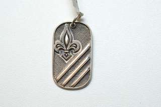   NWT Mens Silver Dog Tag Enhancer with Fleur de lis $285  