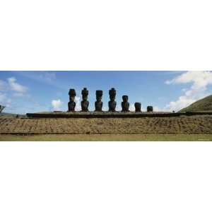 Moai Statues in a Row, Tahai Archaeological Site, Rano 