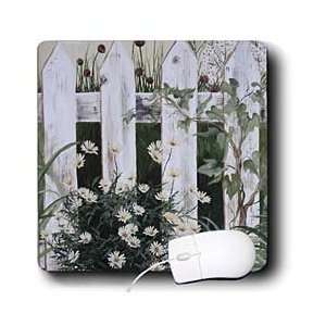   White Picket Garden Fence with Daisies and Vines   Mouse Pads