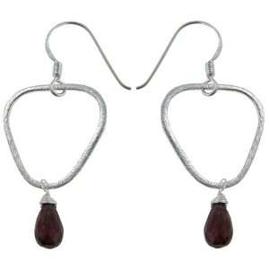  Drop Earrings Sterling Silver and Garnet Jewelry 2 inches 