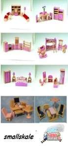 Dolls House Childrens Wooden Furniture Set Pink  