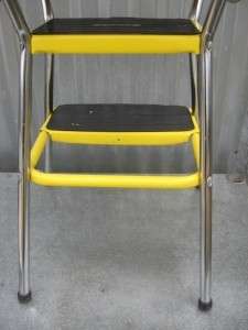 VINTAGE 1960S COSCO YELLOW KITCHEN STEP STOOL LADDER CHAIR  