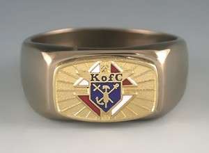 KNIGHTS OF COLUMBUS LOGO STAINLESS STEEL GOLD COLOR RING  