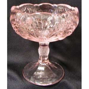  Pink Glass Compote Bowl Inverted Thistle Pattern 6.5 
