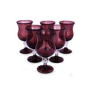  NOVICA Blown glass goblets, Amethyst (set of 6) Kitchen 