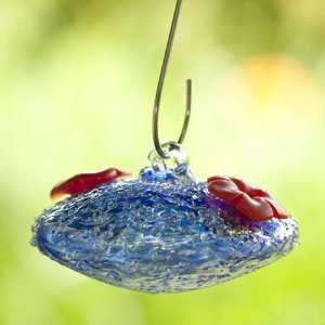  Recycled Crushed Glass Hummingbird Feeder   Blue Patio 