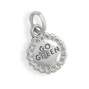    Sterling Silver GO GREEN Charm with 18 Steel Chain Jewelry