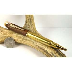  Iroko 338 Mag Rifle Cartridge Pen With a Gold Finish