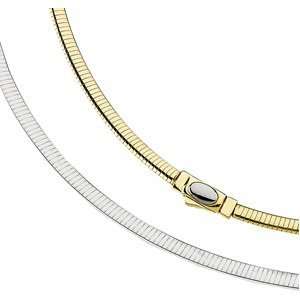   Gold /White Gold 18 Inches Two Tone Reversible Omega Chain CleverEve