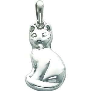   14K White Gold Cat Pendant Charm Kitty Jewelry New Jewelry
