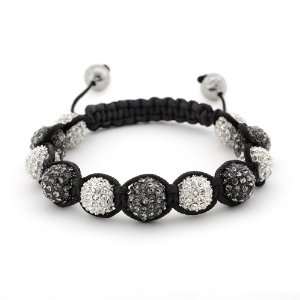   Pave Crystal Bracelet Black and White Shamballa Inspired Bracelet