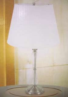 Table Lamp With White Shade, Brushed Steel and Acrylic  