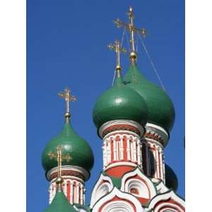 Onion Domes Atop Church of the Trinity in Nikitniki, Moscow, Russia 