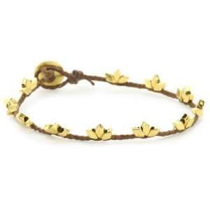  Dogeared Lotus Sparkle Tobacco Irish Linen Bracelet, 7 