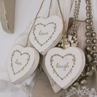 LIVE LAUGH LOVE THREE HANGING WOODEN HEARTS MAKE A GREAT GIFT OR 