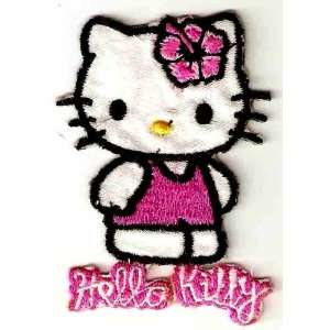  Hello Kitty in hot pink overalls Aloha Hawaiian hibiscus 