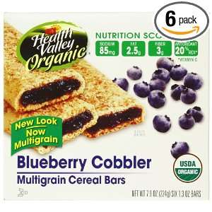Health Valley Cobbler Cereal Bars, Blueberry, 6 Count 7.9 Ounce Boxes 
