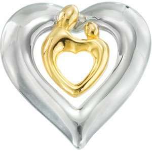   25 Mm Heart Shaped Mother And Child Pendant With 18Ky Plating Jewelry