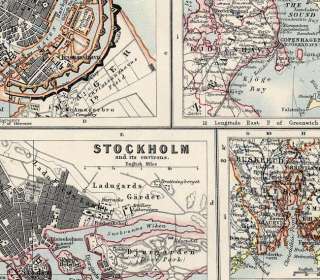 Antique Map STOCKHOLM COPENHAGEN OSLO HELIGOLAND FAROE  