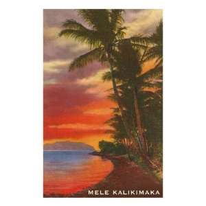  Mele Kalikimaka, Sunset on Lagoon Premium Giclee Poster 