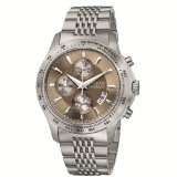 Gucci YA126213 G Timeless Chronograph Brown Dial Steel Bracelet Watch 