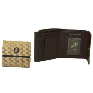   Mocha Dual Button Tri Fold Wallet by Rioni Designer Handbags & Luggage