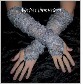 Gray LONG Steampunk Glove SOft Lace Bracelets Cuff NEW  