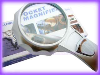 Illuminated 4X Magnifier Light Pocket Magnifying Glass  