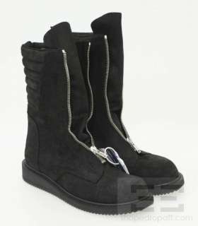Rick Owens Black Suede Zipped Mens Military Boots Size 43 NEW  