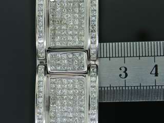 MENS 14K WHITE GOLD 36 CT PRINCESS CUT DIAMOND BRACELET  