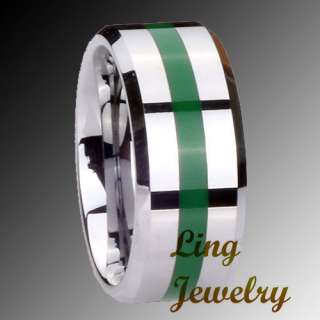 8MM Tungsten Green Resin Inlay Wedding Ring SZ 5 12  