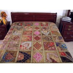  Kundan Indian Sari Coverlet Bedding Bedspread Tapestry 