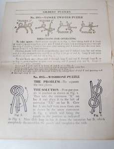 Vintage 1921 Metal Gilbert Puzzle Parties Set + Instructions Brain 
