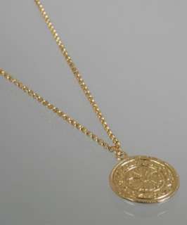 Argento Vivo gold tribal disc pendant necklace  