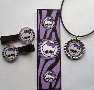 Monster High Party Favor Set Hair Clip Bottlecap Necklace Bookmark 