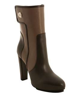 Balenciaga slate and cigar leather colorblock slip on boots